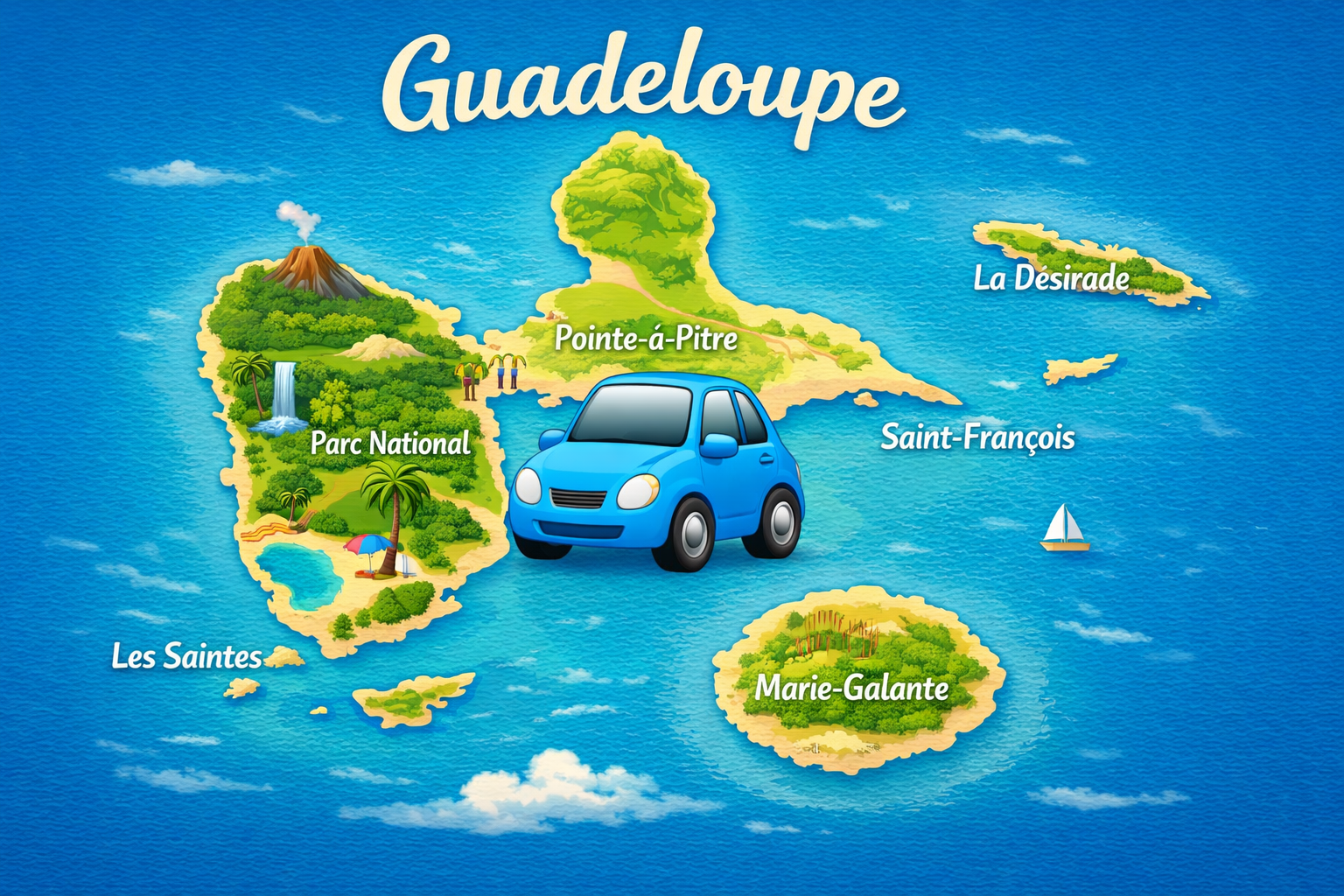 Carte guadeloupe emoji car