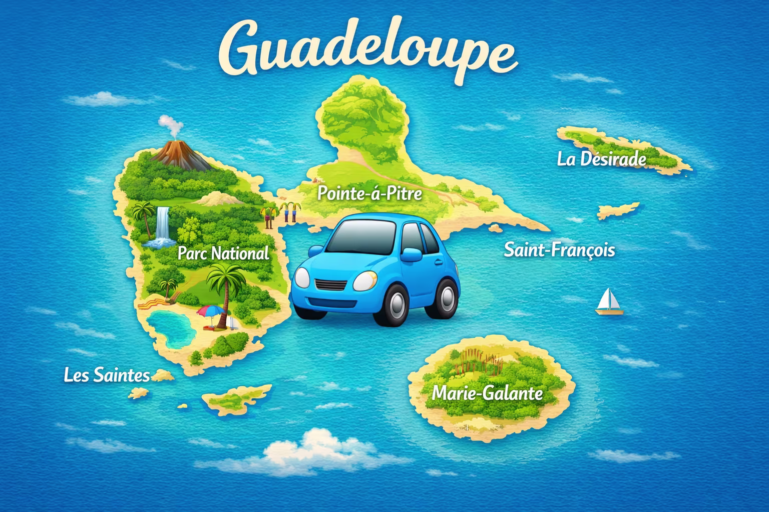 Carte guadeloupe emoji car