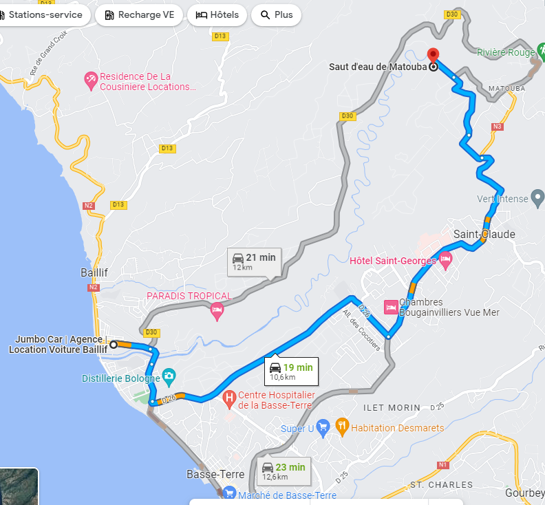 Carte du saut de Matouba