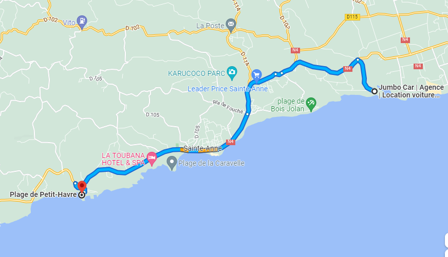 carte plage du petit havre gosier 