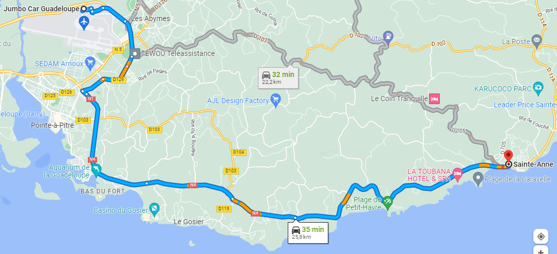 carte sainte anne itineraire 