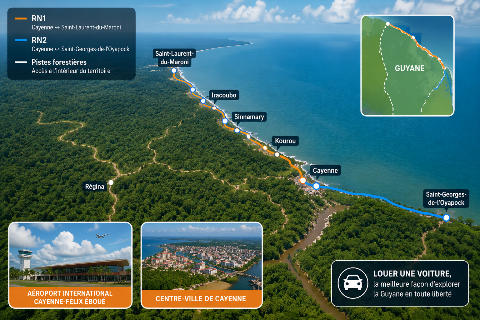 Reseau routier Guyane