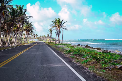 Un viaje en coche en república dominicana con varias paradas