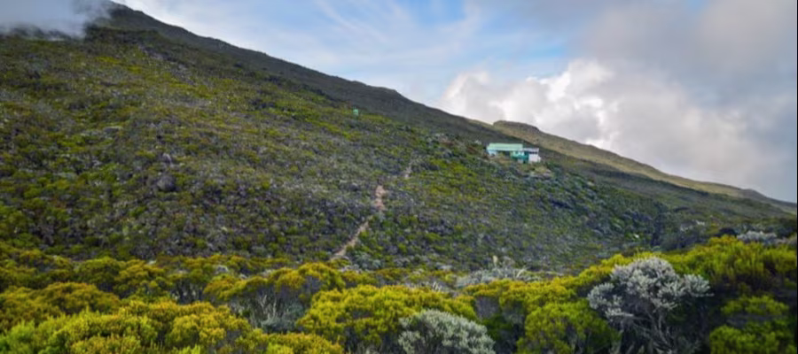 Arrivée à la Caverne Dufour pendant l'ascension du Piton des Neiges