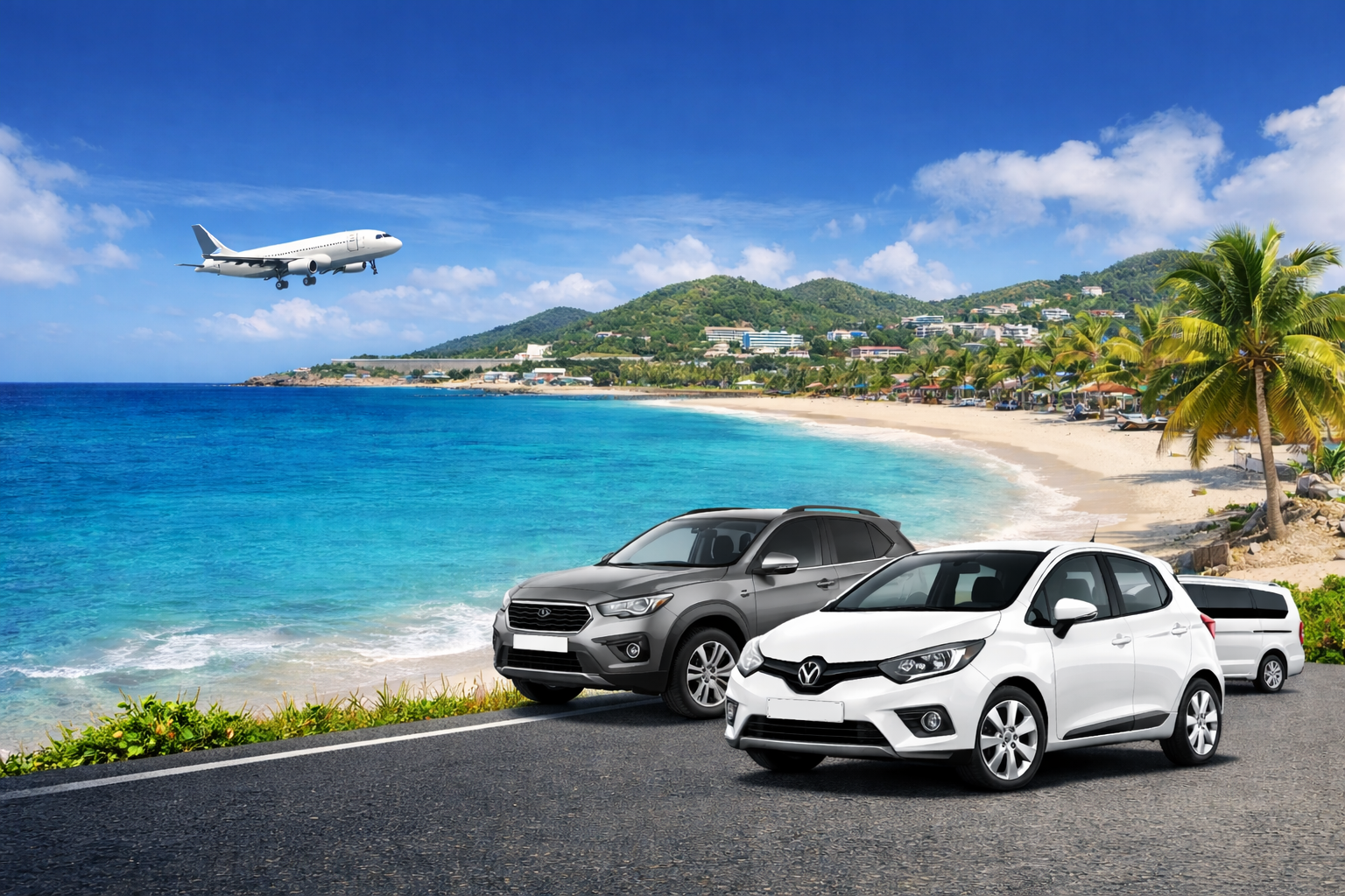 SXM FR - Voiture devant avion