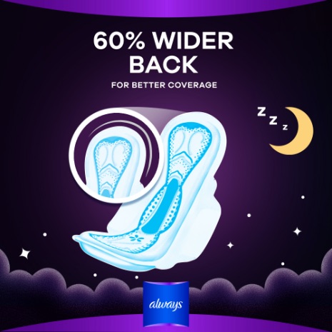 ALWAYS ZZZ Overnight Pads with Flexi-Wings Size 6 Widest Coverage