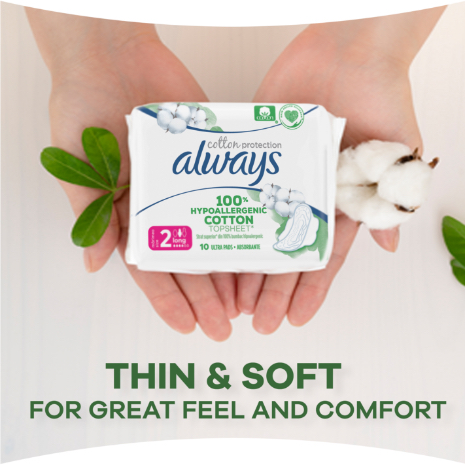 Always Organic Cotton Protection Ultra Long (Size 2) Wings Sanitary Towels