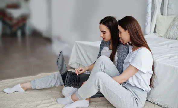 Girls researching