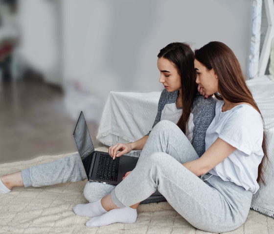 Girls researching