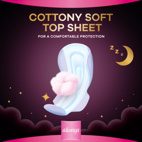 Always Dreamzz Pad Clean & Dry Maxi Thick, Night Long Sanitary Pads W/  Wings 20 Count