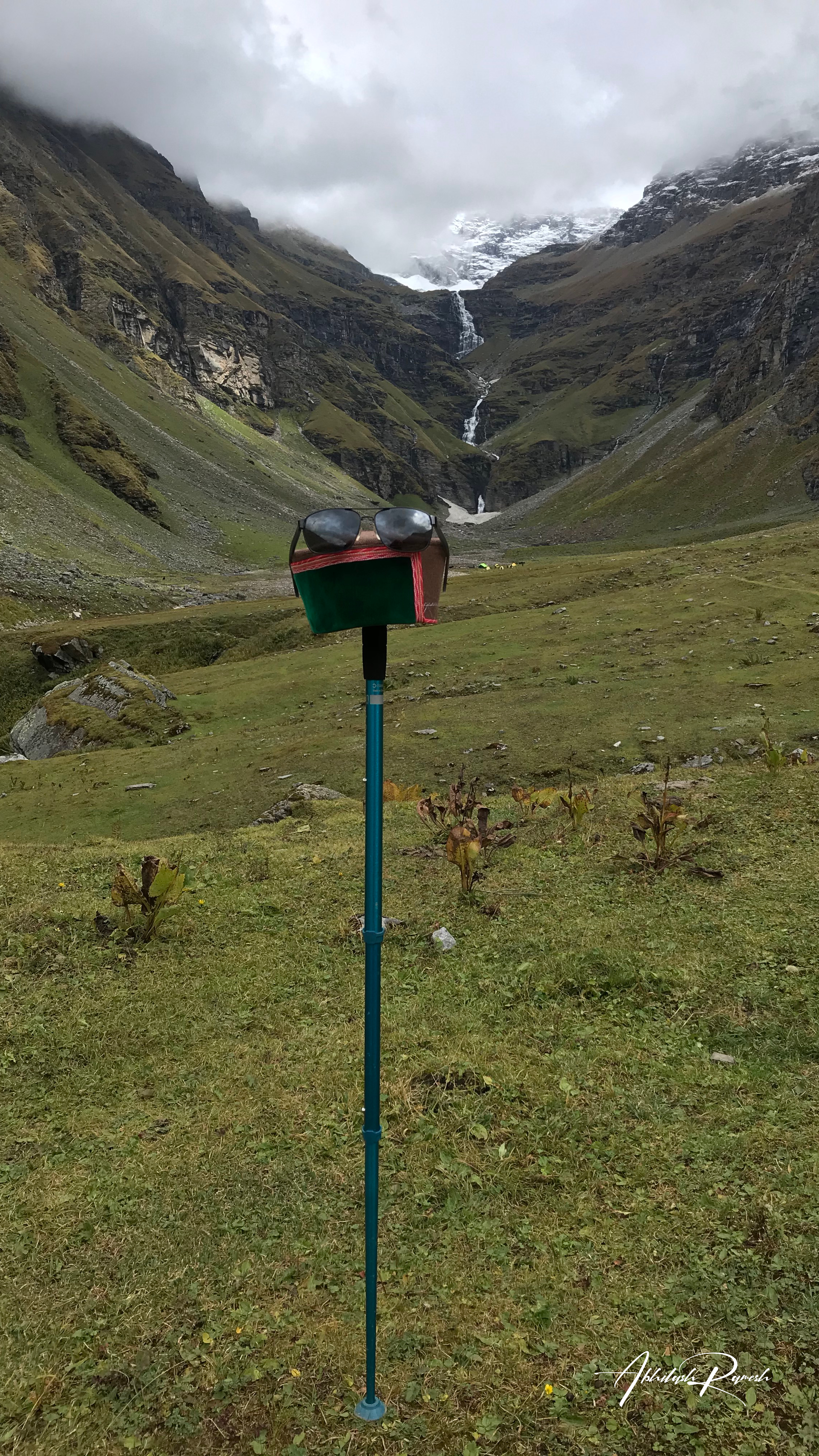 The view from the meadow of the gigantic Rupin waterfall