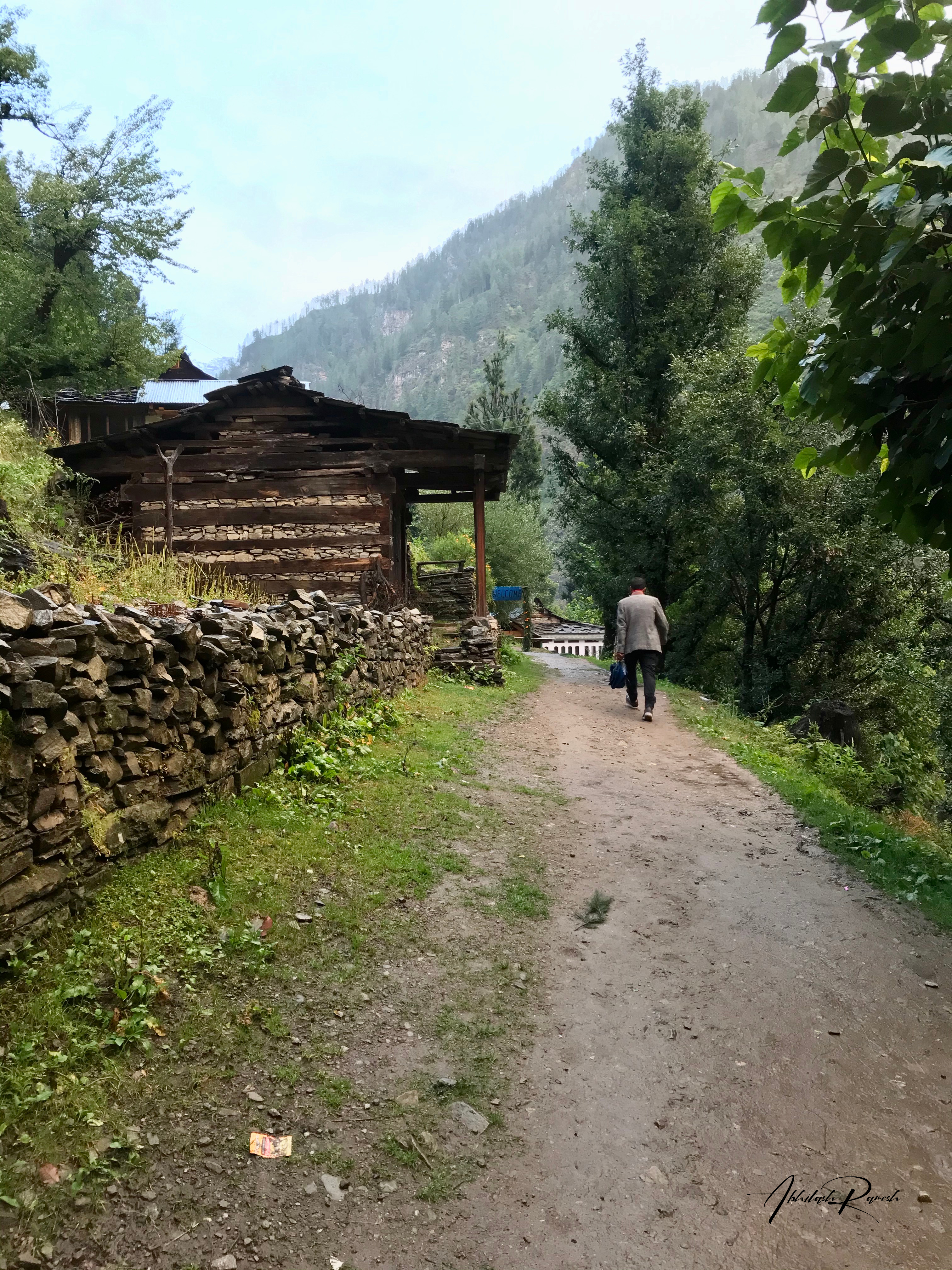 A village person walking