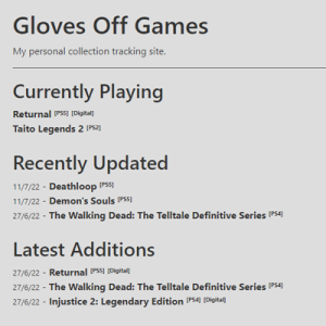 Preview image for Gloves Off Games - Video Game Collection Tracker