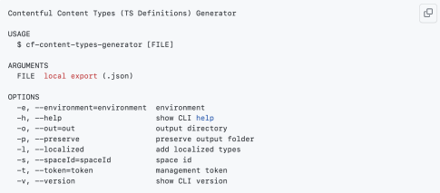 Contentful content types (TS definitions) generator