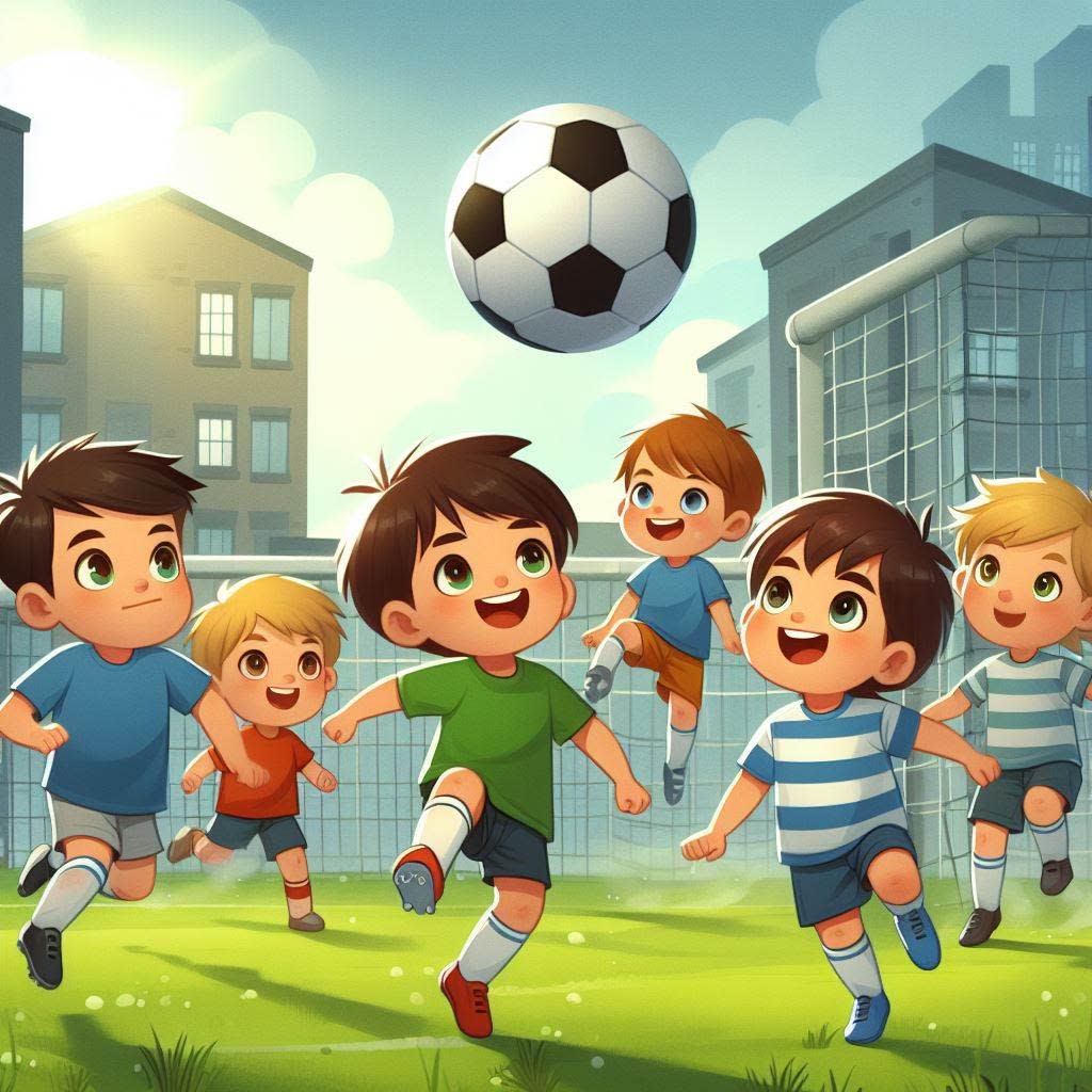 Bing Image Creator - Kids playing soccer