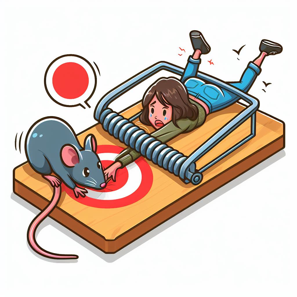 Bing Image Creator - a woman Caught In Mouse Trap