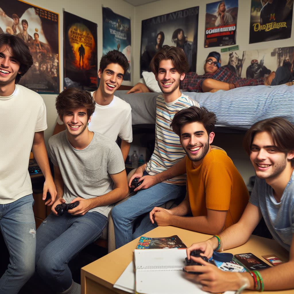 Bing Image creator - a group of guy college students