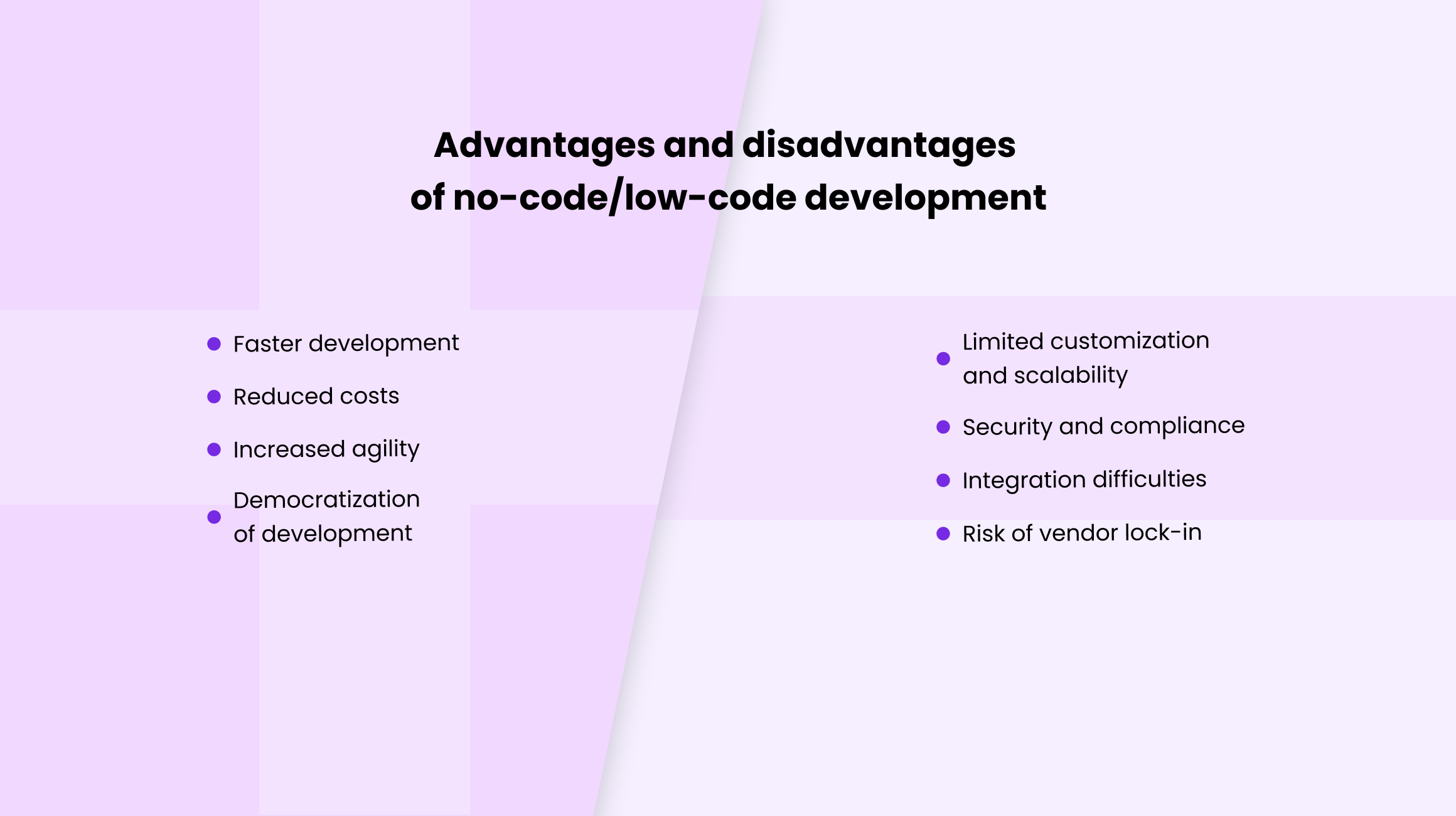 Advantages and disadvantages of no-code/low-code development 