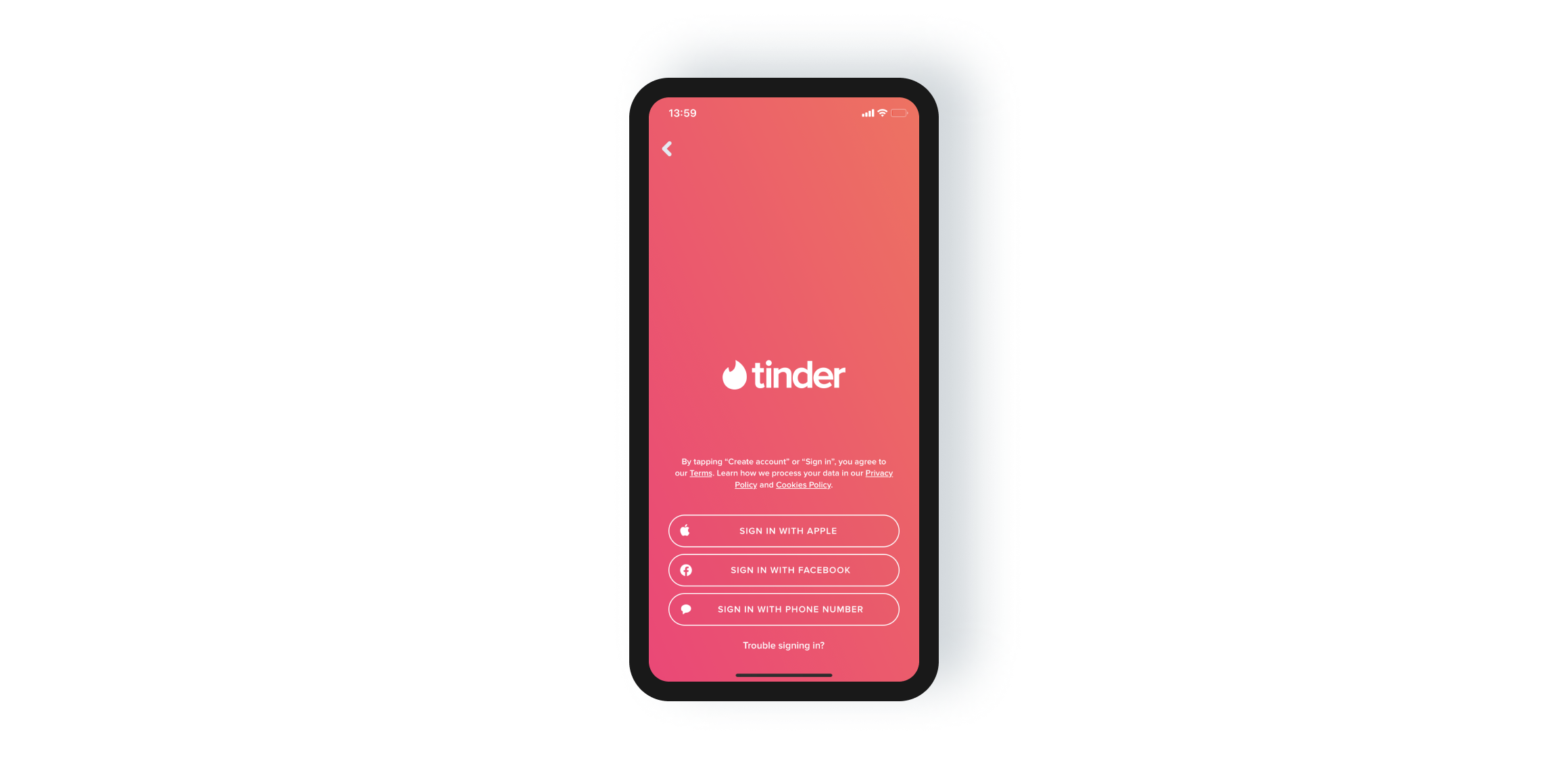 Tinder sign-in feature 