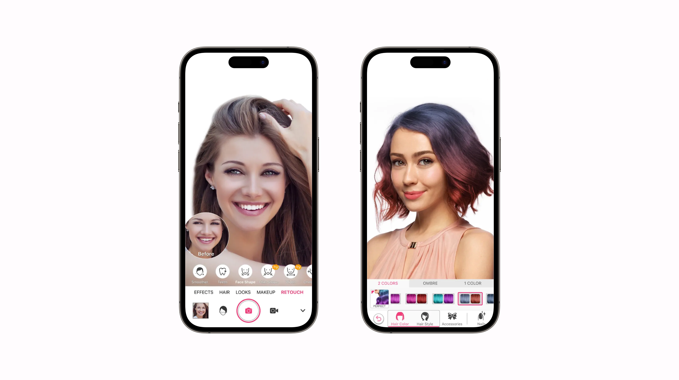 YouCam Makeup app screens