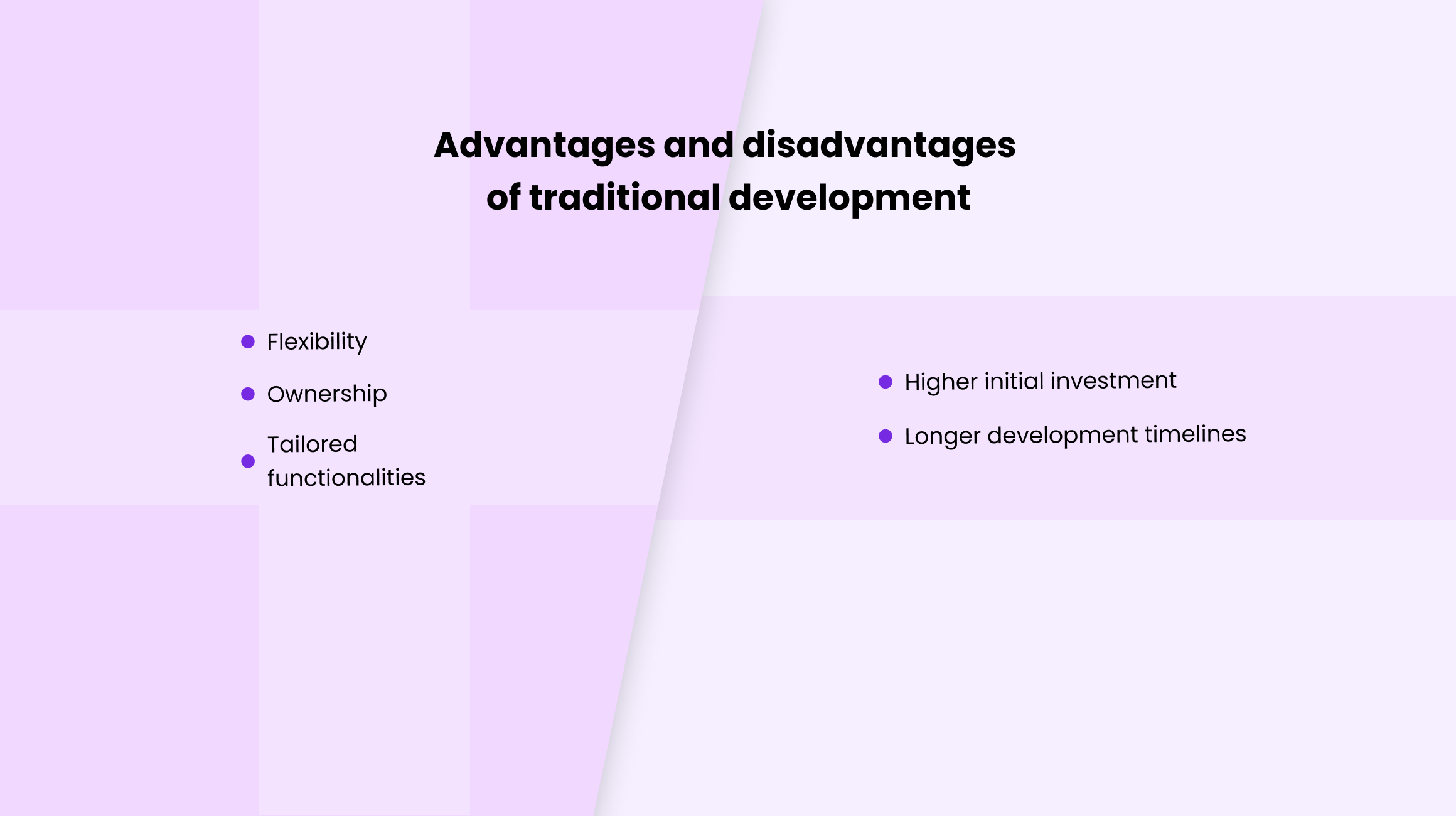 Advantages and disadvantages of traditional development