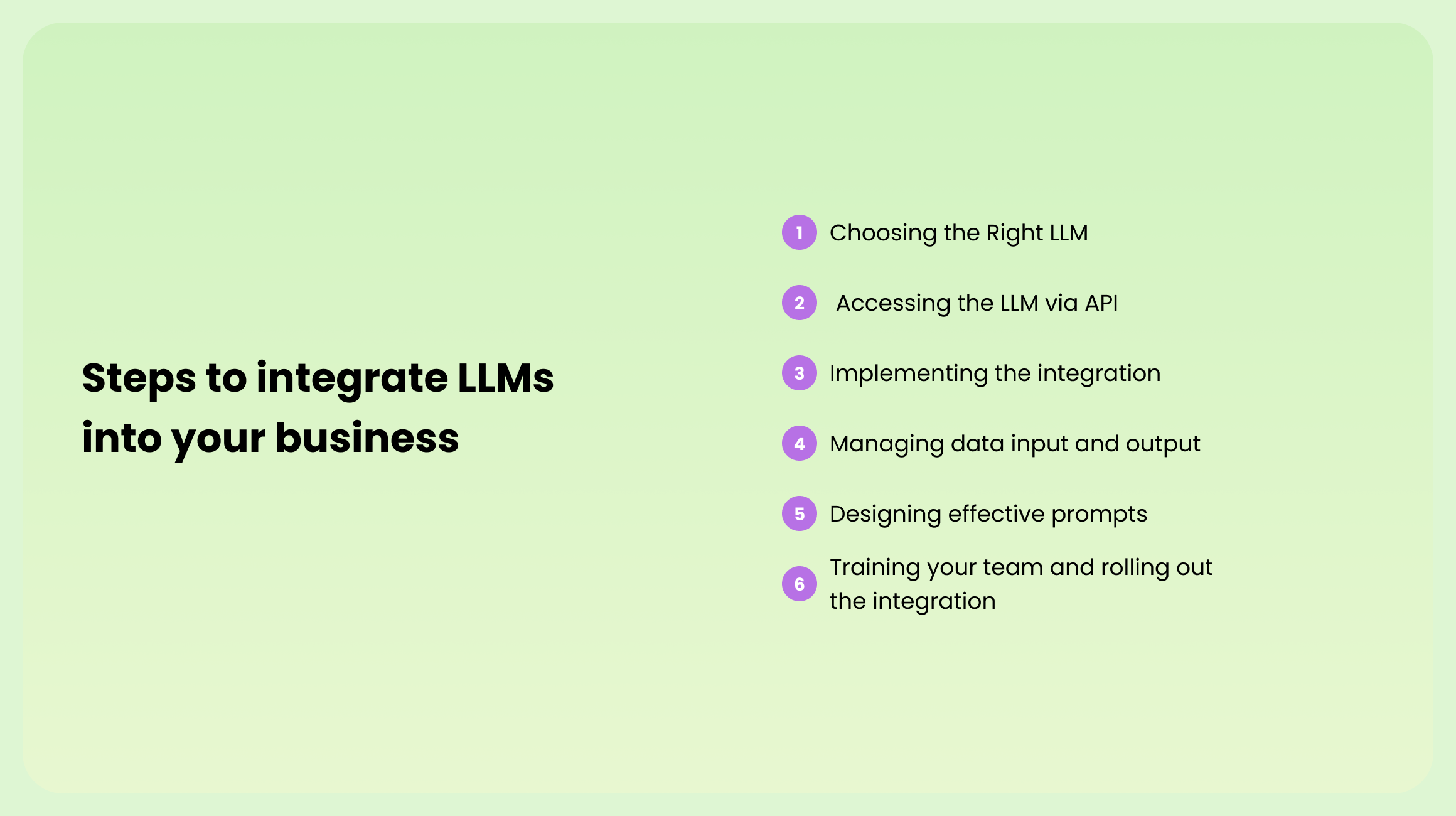 Steps to integrate LLMs into your business