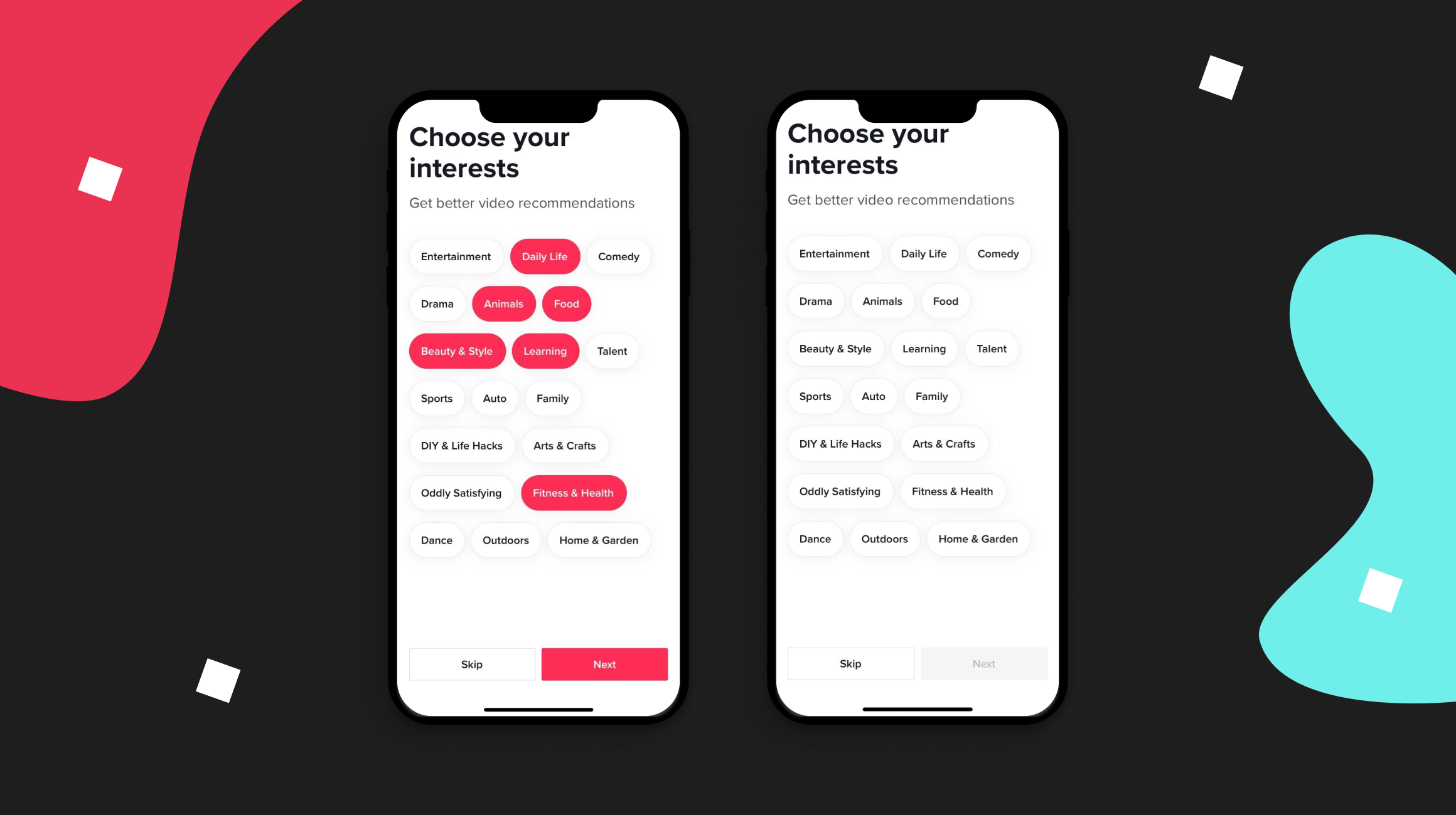 TikTok interests screen 