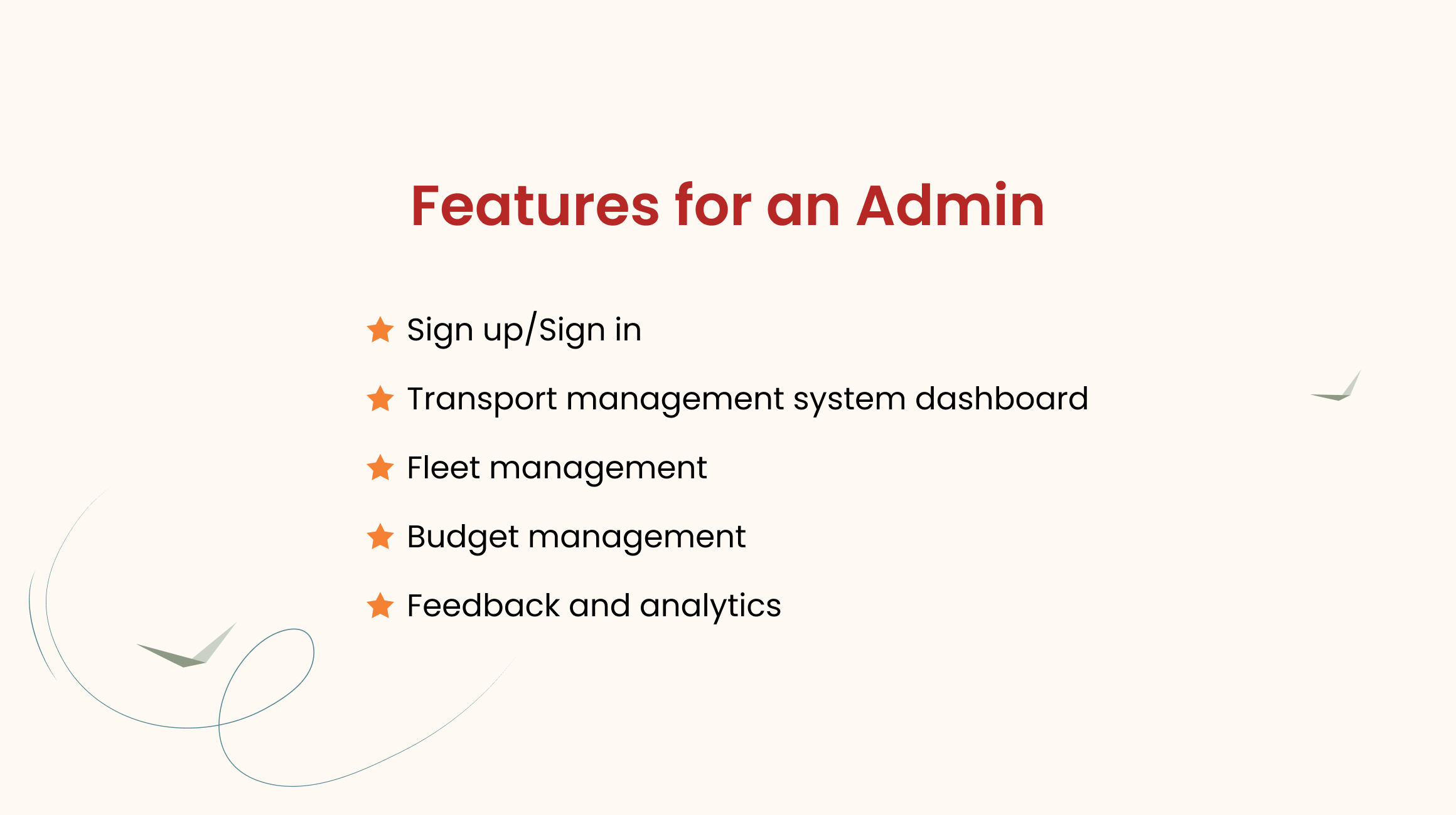 Features for an Admin 
