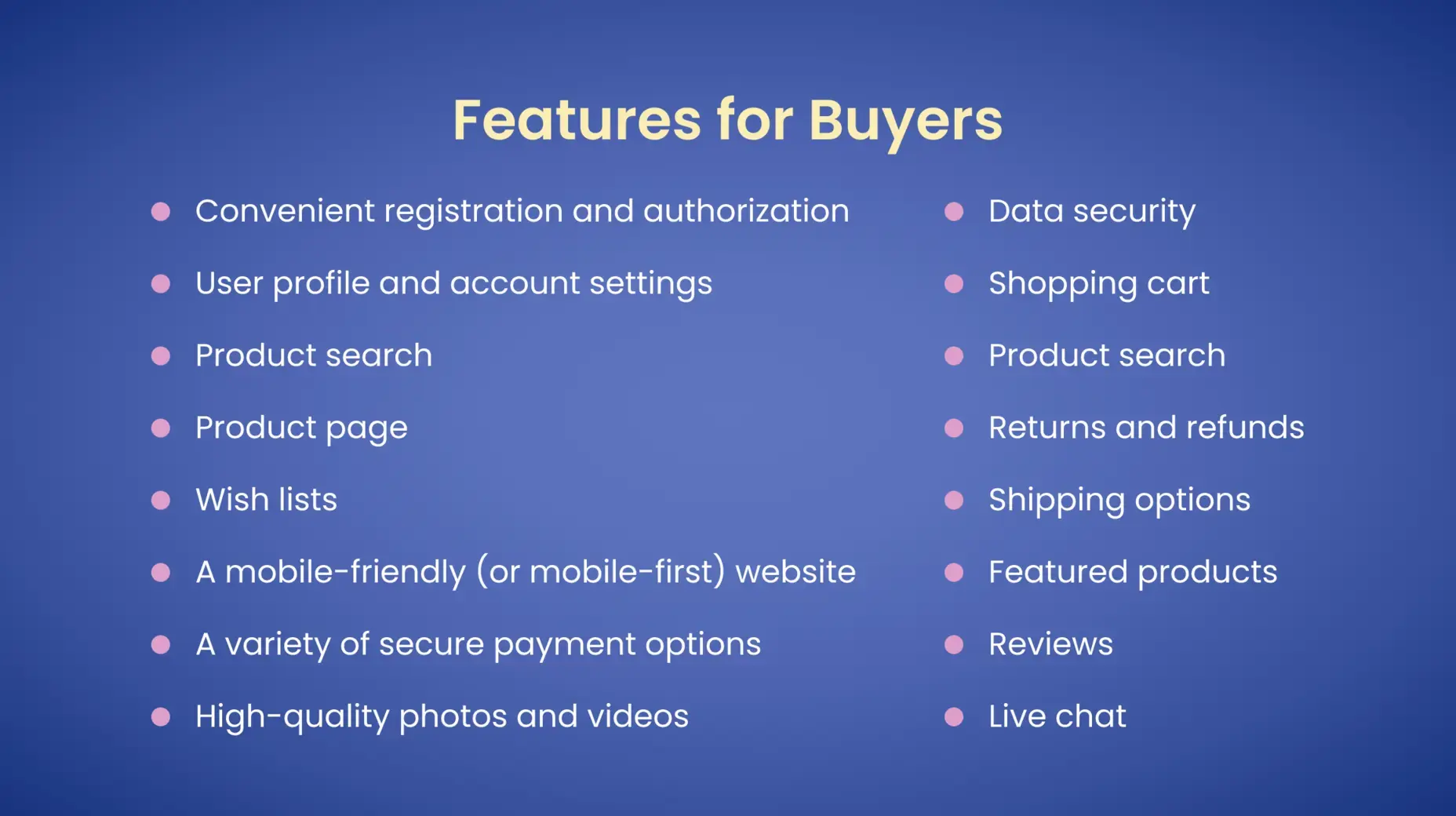 Features for Buyers 