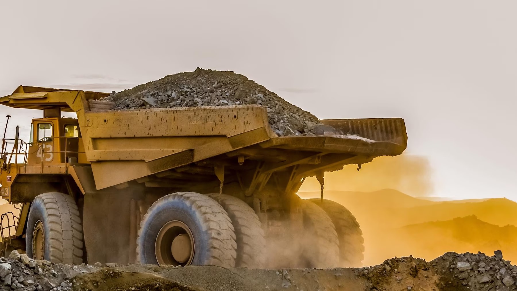 Image of mining truck carrying mineral ore in Africa