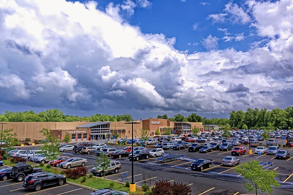 Cars parked at Walmart's parking bay