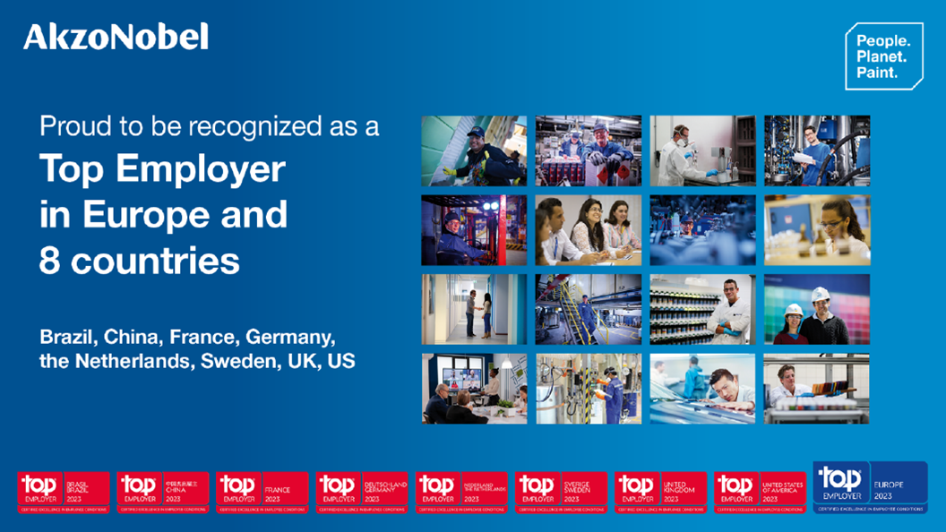 AkzoNobel has been named a Top Employer in Europe once again