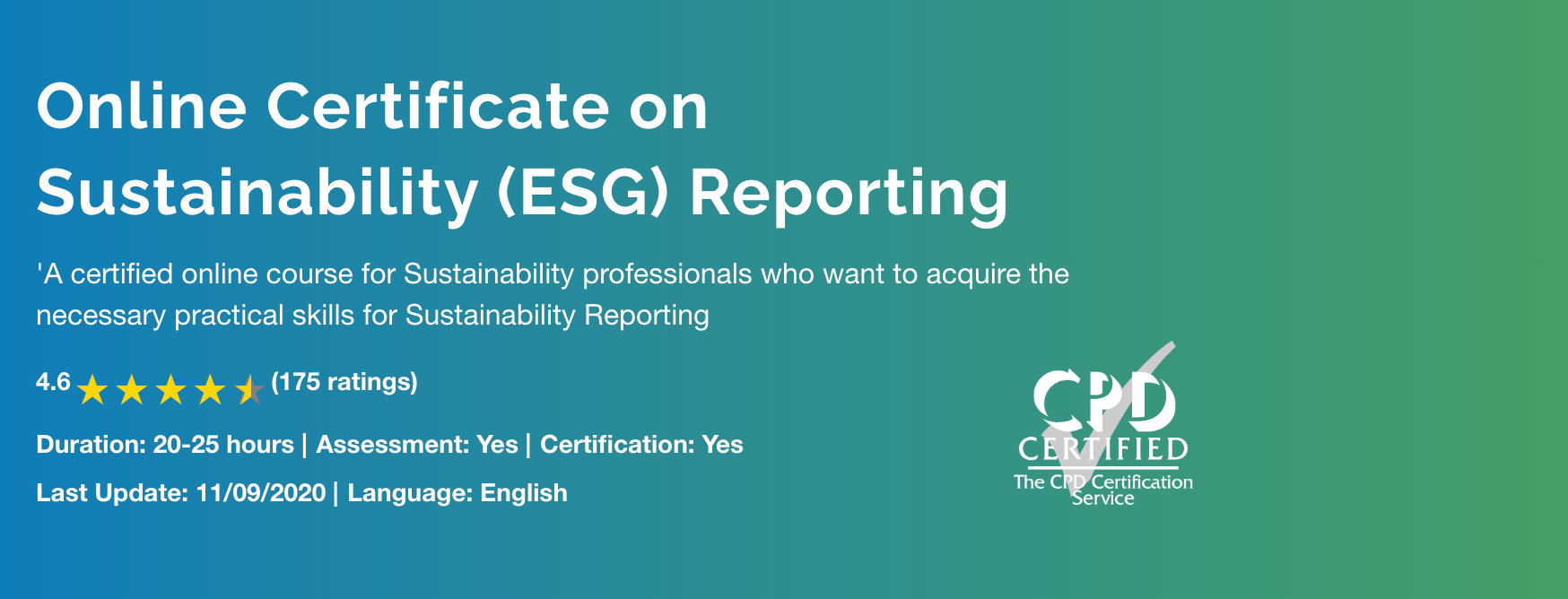 Online Certificate on Sustainability ESG Reporting Online Certificate on Sustainability ESG Reporting