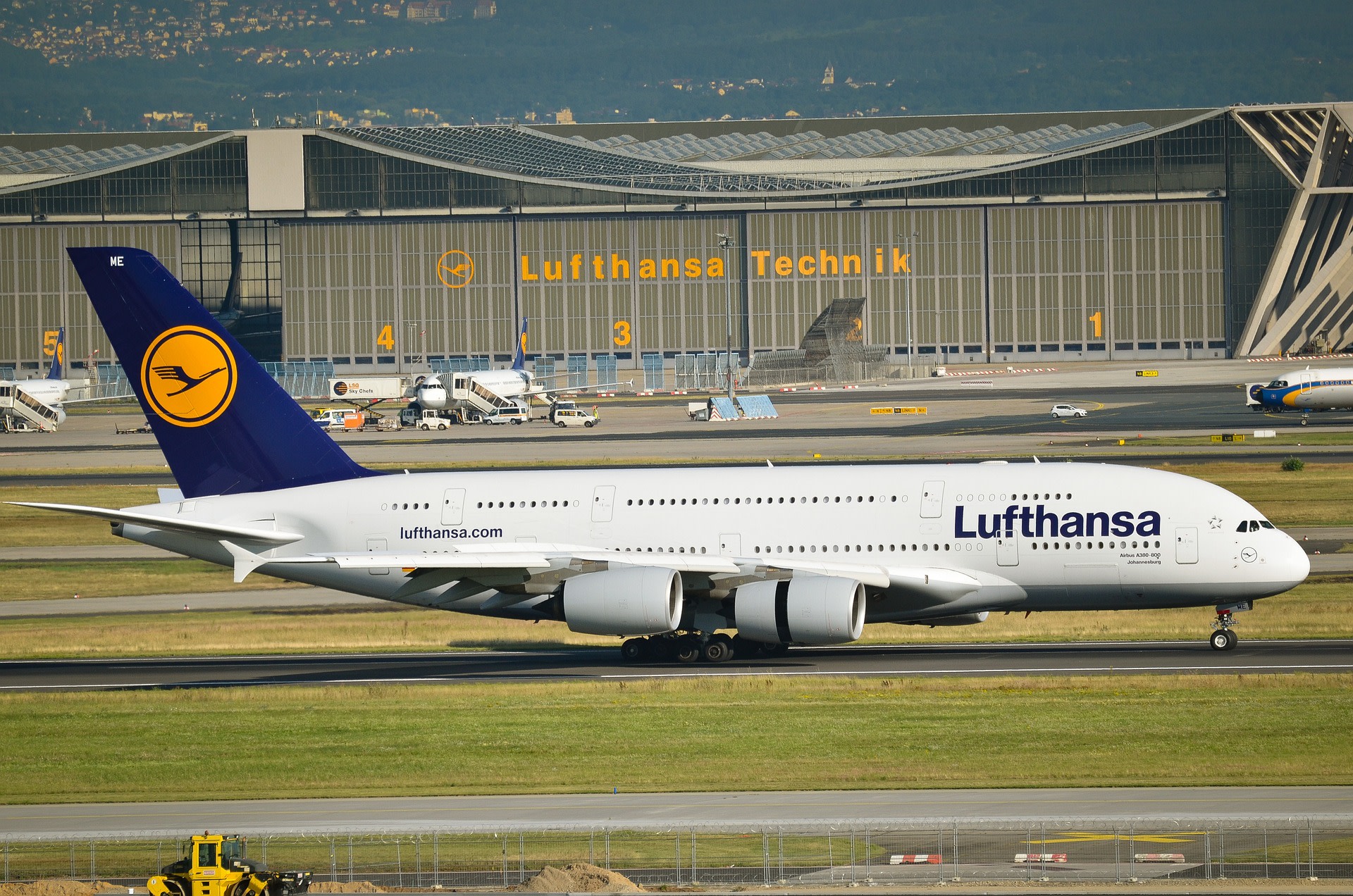 Image of Lufthansa wide-body Airbus A380-800 at airport