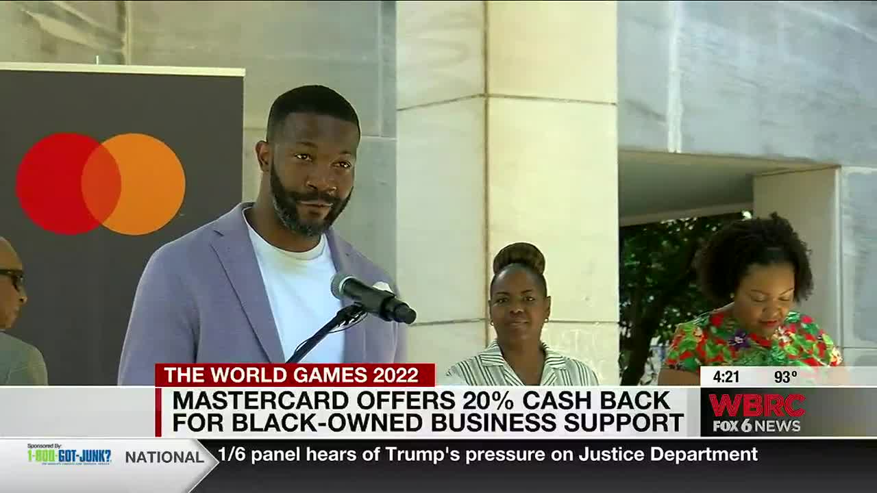 Mayor Woodfin, Mastercard, and BBRC announce World Games campaign to support Black-owned businesses.