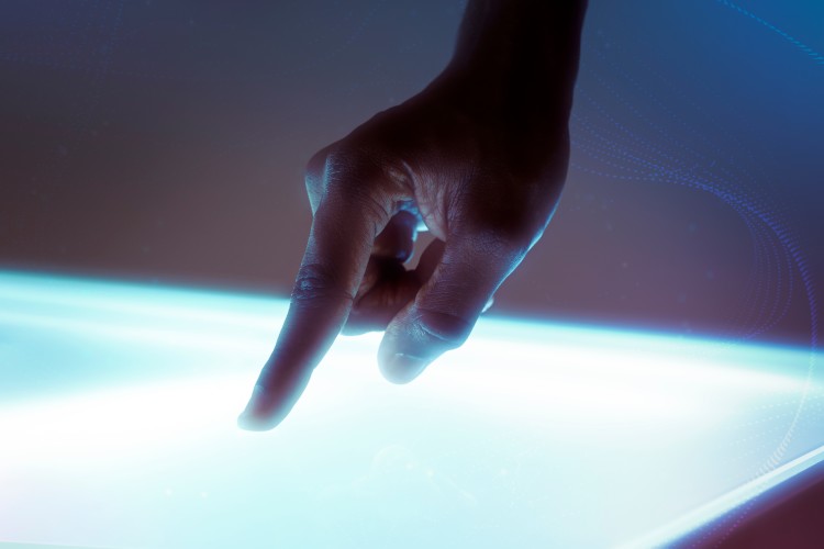 image of hand-using-virtual-screen-advanced-technology-digital-remix
