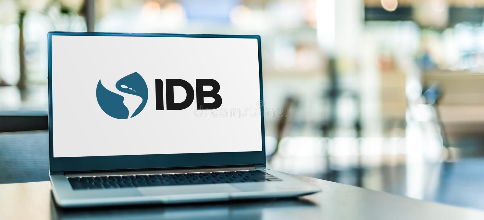 laptop-computer-displaying-logo-idb-poznan-pol-jan-inter-american-development-bank-iadb-bid-largest-source-financing-209285550