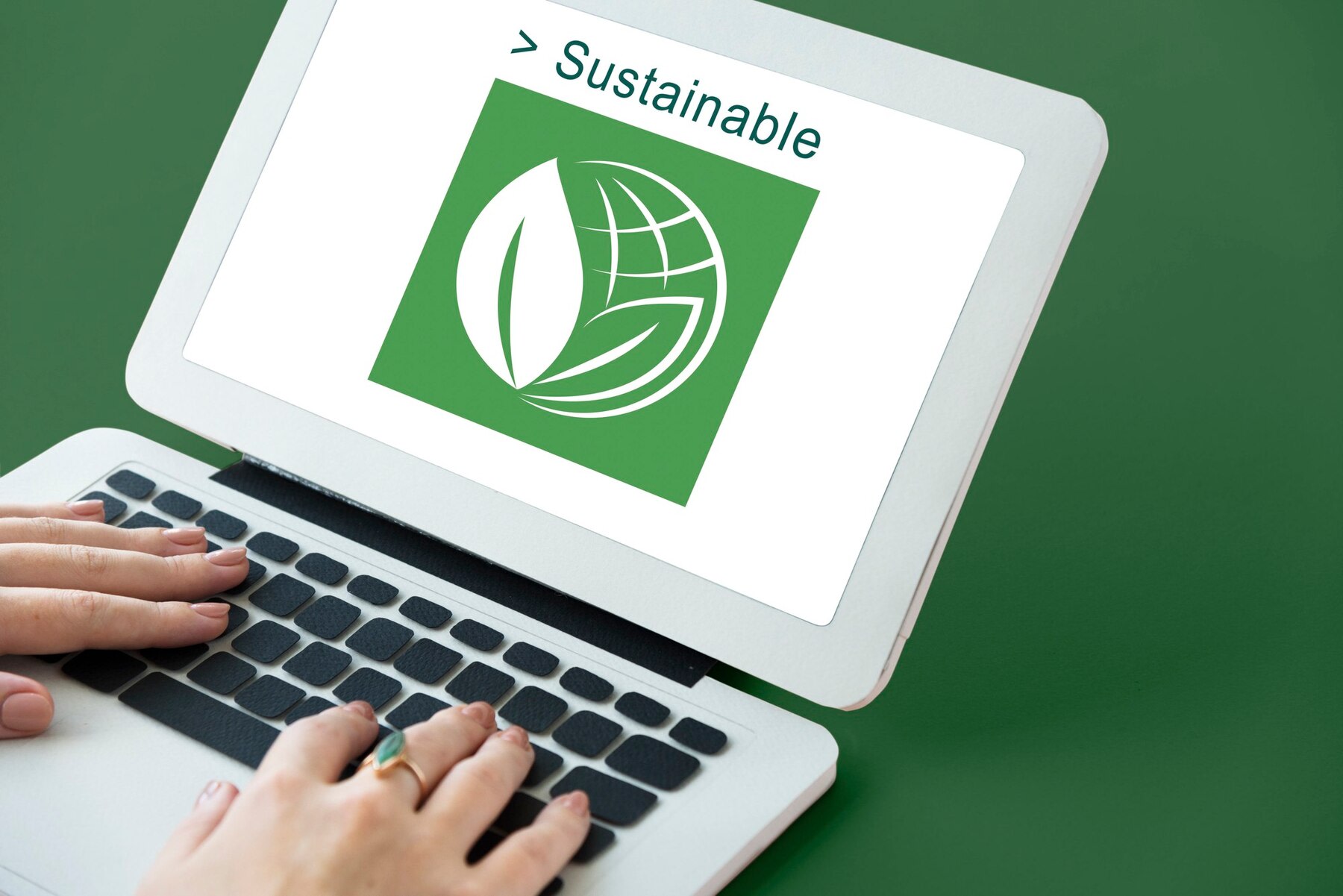 Image of laptop with sustainability program on it, inferring ESG reporting