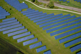 Renewable energy - solar panels in a field