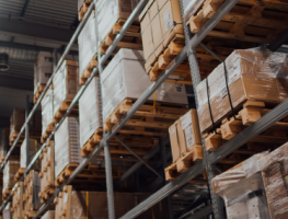 boxes stacked in a warehouse 