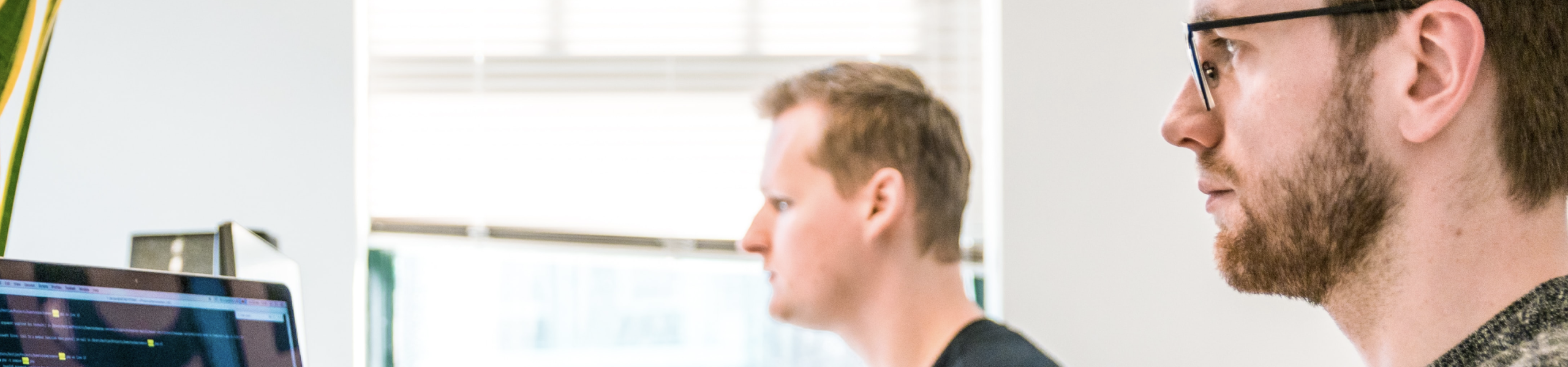 Two men working on computers