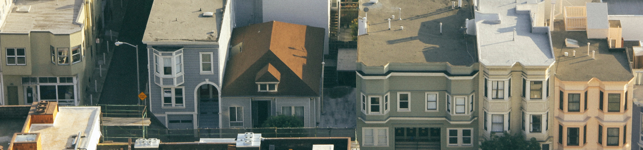 overhead view of city houses 