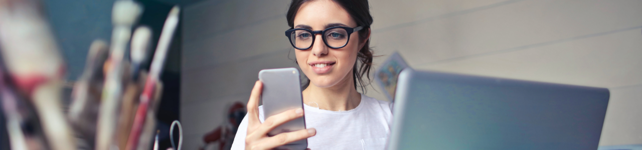 Woman running a business and working from computer 