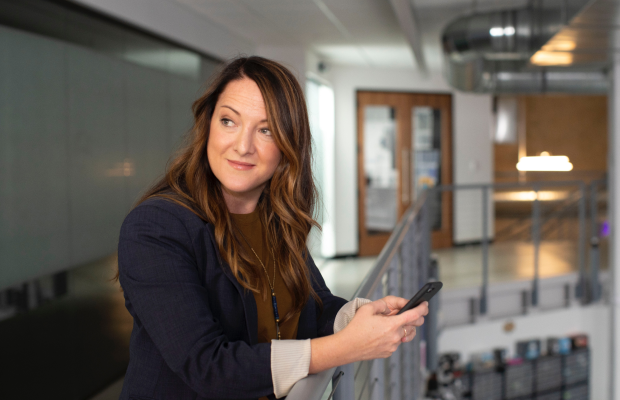 Woman on phone looking away 