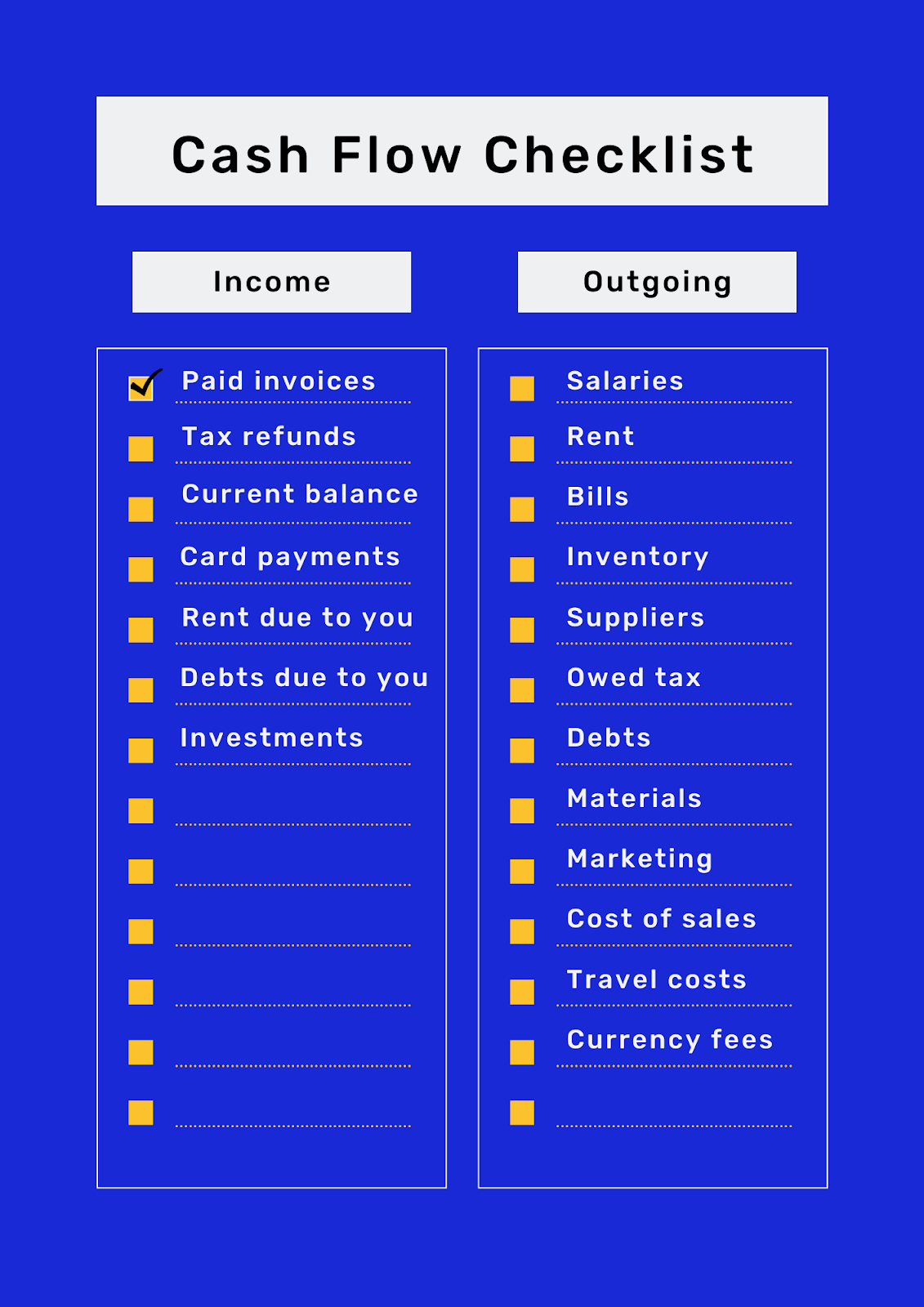 Cash Flow Checklist