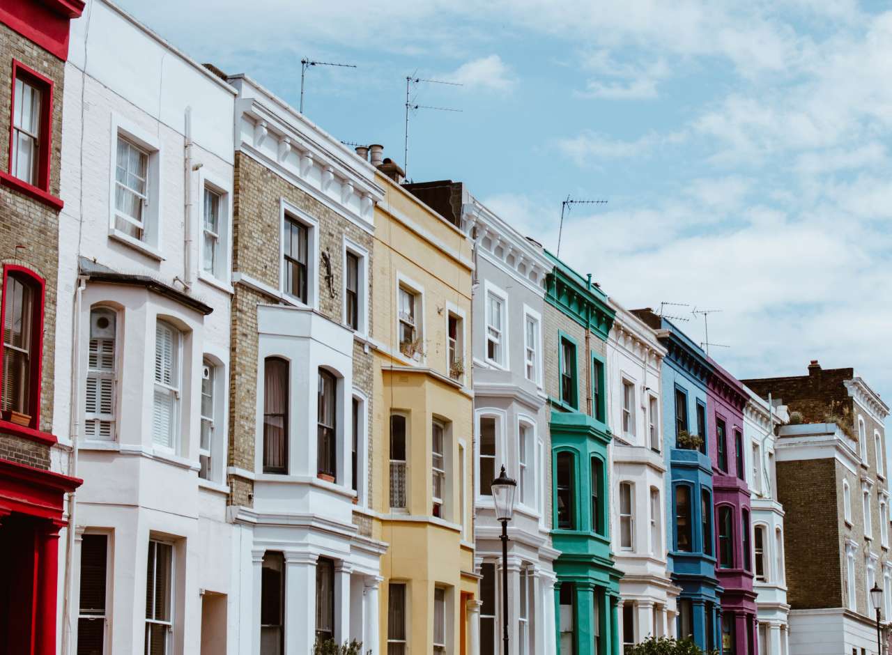 Colourful houses in a line