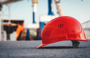 red helmet used on construction site