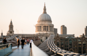 view of st pauls cathedral and bridge in London