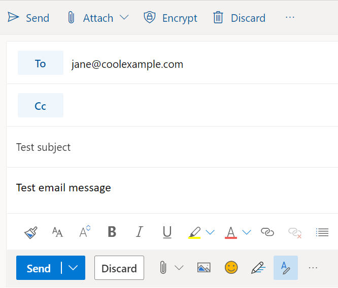 Testa utkast till meddelande i Outlook på webben