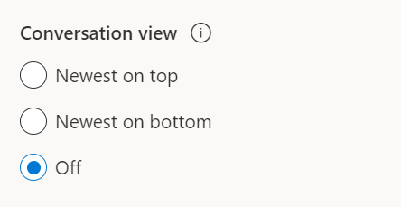 Conversation view with Off selected